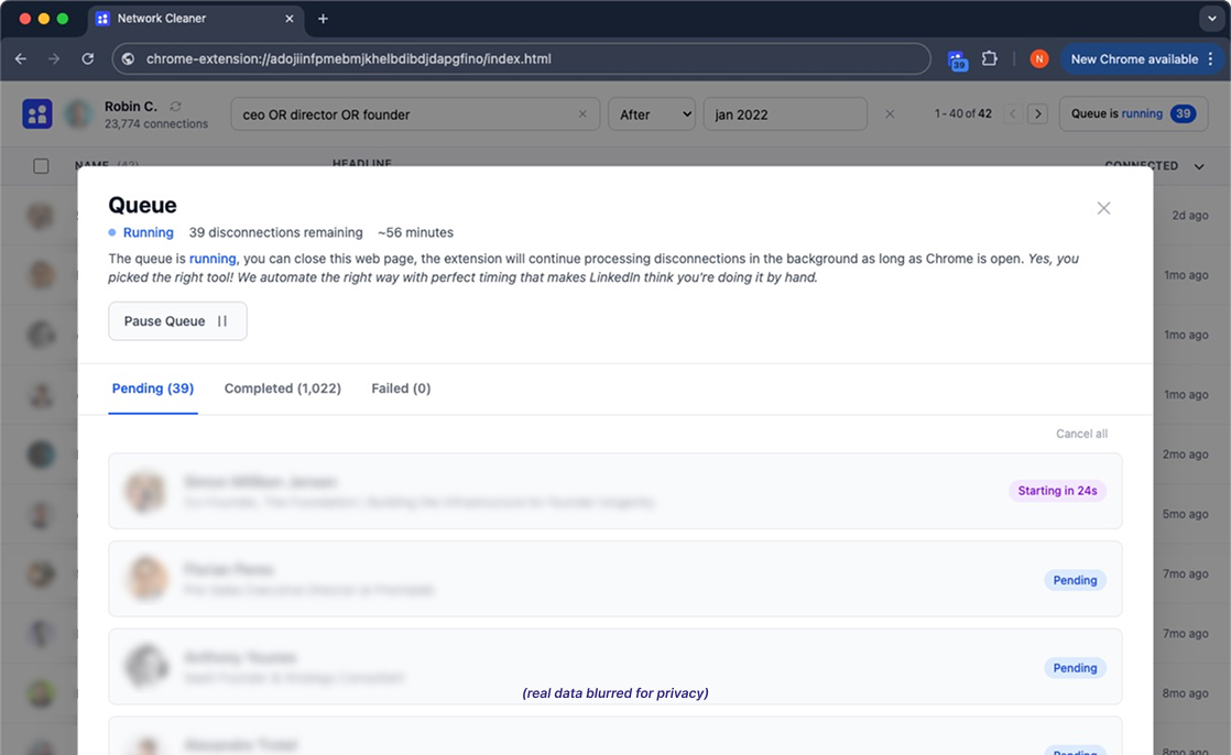 Automated LinkedIn disconnection